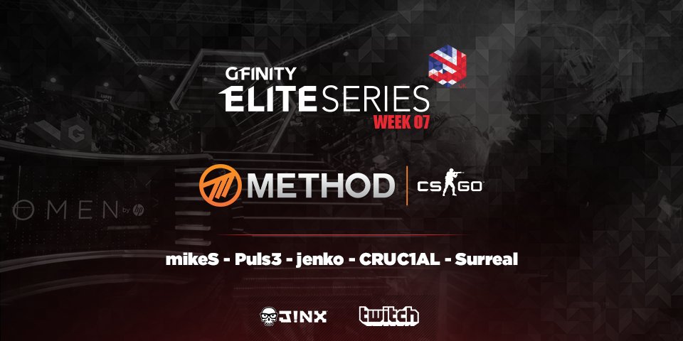 Method's tweet photo. Coming up next: #MethodCSGO vs @exceL in Week 07 of the @Gfinity #EliteSeries #S2
🔴LIVE https://t.co/cnv2Ae288o https://t.co/LMHrlMwSXk