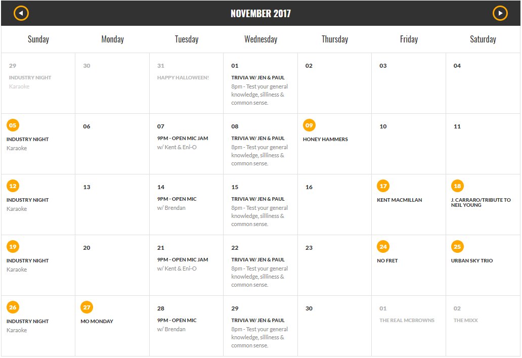 Sip Club's November 2017 event calendar. For more info, please call us at 519-265-1964.