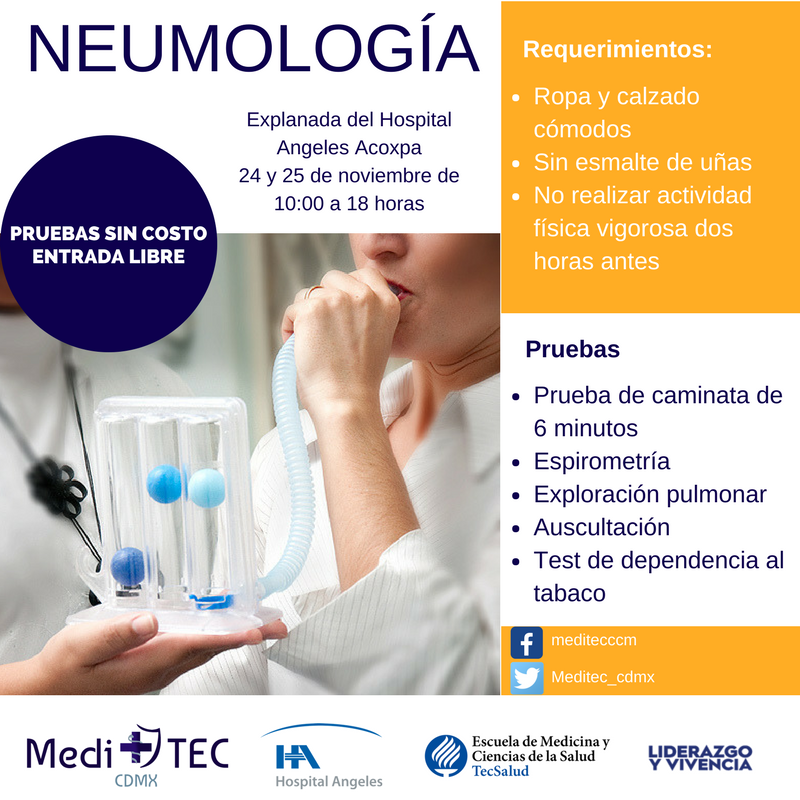 Meditec_cdmx's tweet photo. Date un respiro, ven y cuida tu salud.
Estamos a menos de una semana de este gran evento, 24 y 25 de noviembre de 10 a 18 horas. 
Explanada del Hospital Angeles Acoxpa.
¡No faltes! https://t.co/TDKYKQw8iF