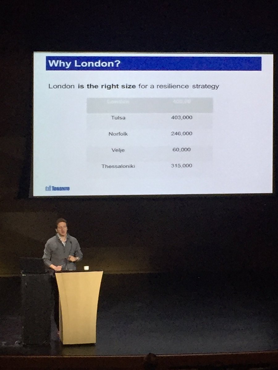 LDREC's tweet image. Elliott Cappell @ellcappell Toronto Chief Resiliency Officer (CRO @resilientto #ResilientTO ): London is the perfect size for a resilience strategy #LdnOnt @LondonEnviroNet