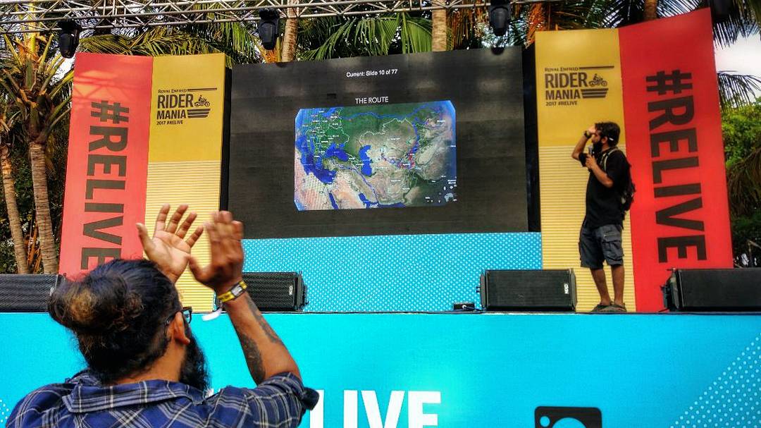 You just gotta keep on applauding when your buddy is on stage, regaling everyone on how he's living his motorcycle travel dreams. <a href="/abijithmrao/">Abijith</a> 

#RoyalEnfield #trailsdazure
#trailbugadventures
#ReLive #RidePure

Picture by <a href="/theangrysaint/">Tanmay V. Pangam</a>