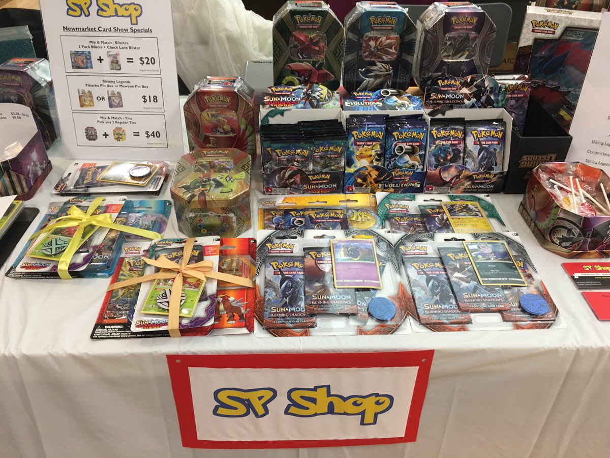 StarterPokemon5's tweet photo. SP Shop is ready to go at the Newmarket Card show @TorontoCardShow #pokemoncards #newmarket #SPShop https://t.co/5ZQlxQih7B
