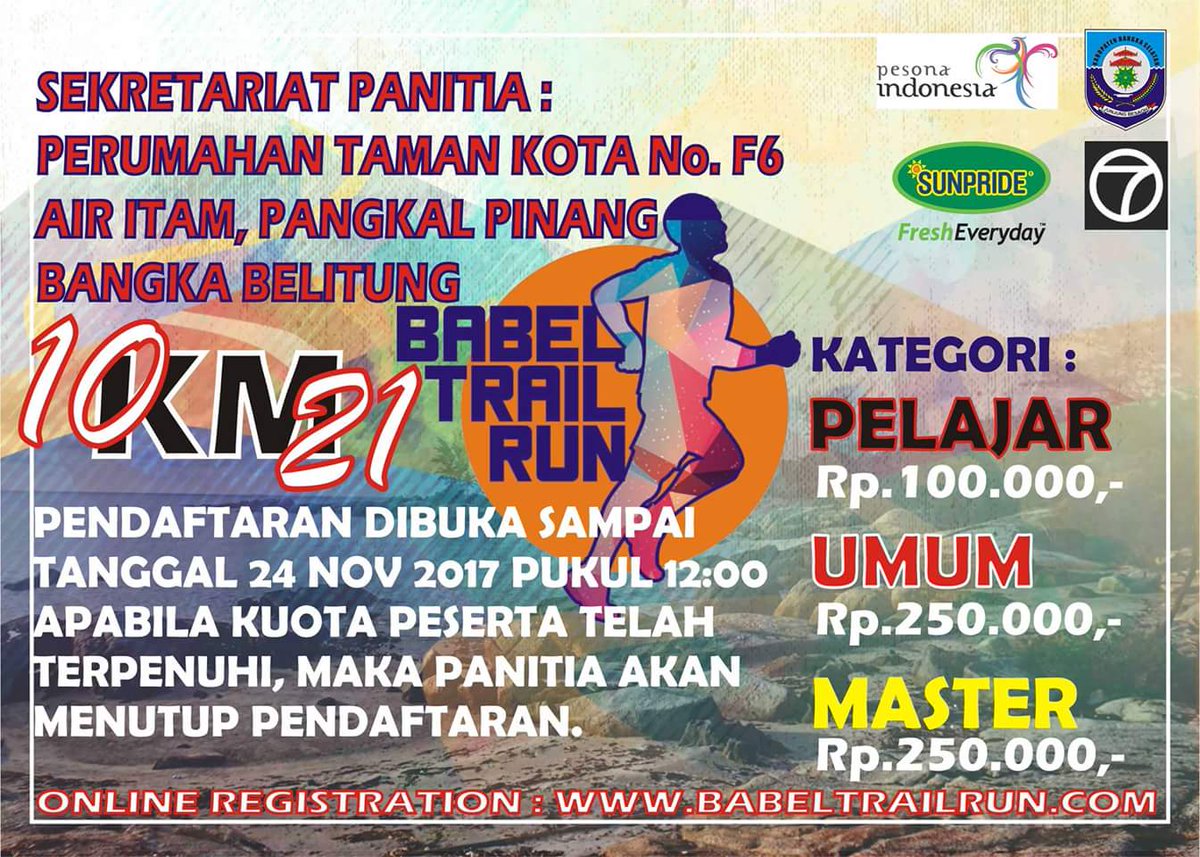 Salam lelarian....yuuu dijajal babel trail run 2017 babeltrailrun.com