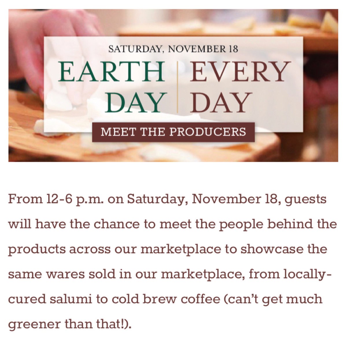 SmokingGoose's tweet photo. #MeatParade we’ll be slicing samples of our #GoodCleanAndFair meat treats today 11/18 for @EatalyChicago’s #EarthDayEveryDay marketplace https://t.co/UibMSp7QtL