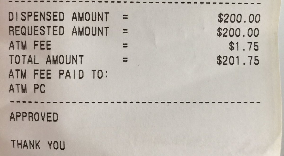 ATM fee of 0.875% is not unreasonable for $200 of a physical bearer  instrument wherever you are.