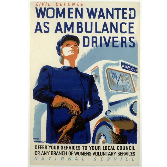TheLdnArchives's tweet photo. Issued by the Ministry of Health, women are called to duty as #Ambulance drivers during WW2 #posters #artwork #exporearchives https://t.co/nAKVlxNhHJ