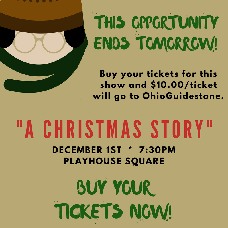 OGAdvocates's tweet photo. Ends Nov. 19!  We are selling tickets to a showing of Playhouse Square's “A Christmas Story” on Dec. 1st. Tickets are $59 w/$10 of each ticket benefiting @OhioGuidestone. Tickets must be purchased here, https://t.co/z9831BLJ0c, for OhioGuidestone to receive a portion of the sale. https://t.co/5hat9DqcpG