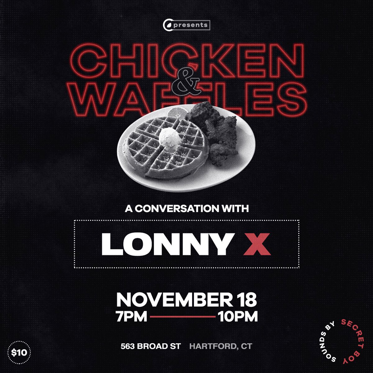 artistSUM's tweet photo. today is the day! 563 Broad St, HFD 7pm 
live interview w. @lonny860! we’re serving chicken x waffles &amp; raffling a dope tee. dj set by @wrldconsolidate see ya there! https://t.co/YgdBV6517a