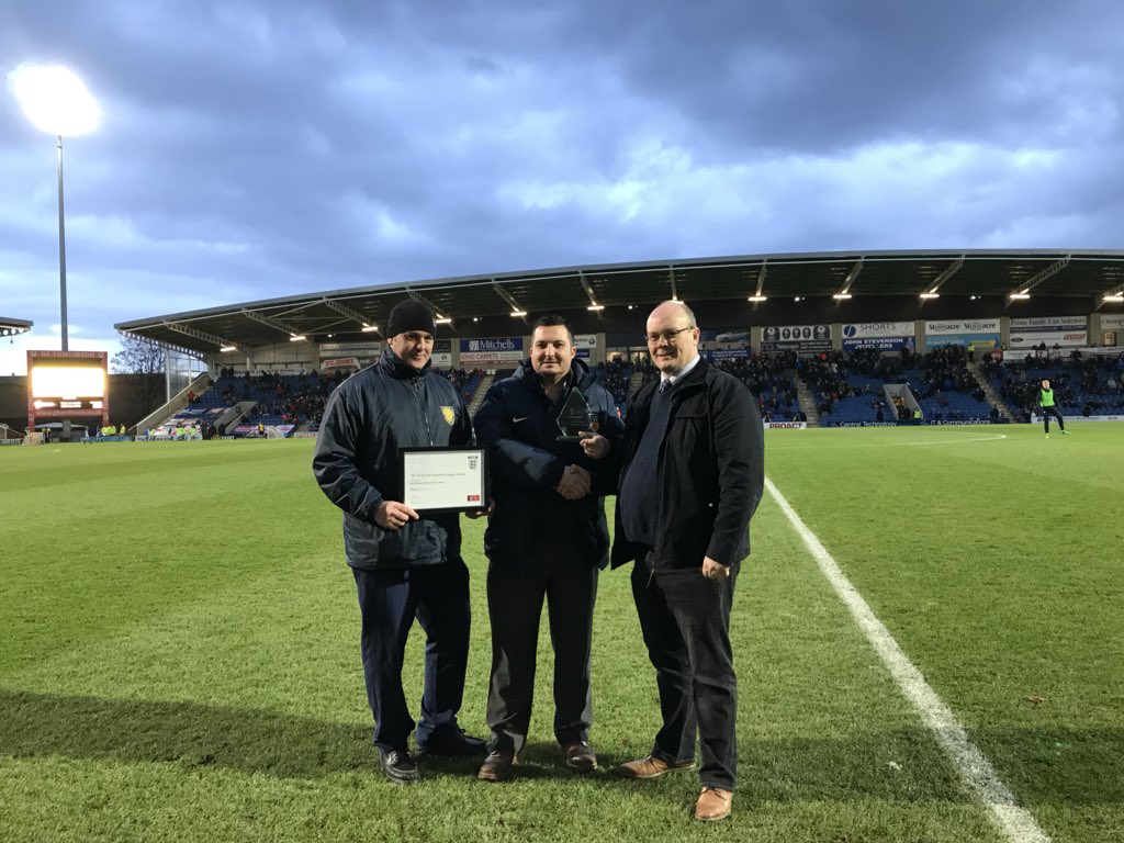 R400NEY's tweet photo. @DerbyshireFA FA Charter Standard League award presented to @ndyfl @ChesterfieldFC Well done to all the league committee #raisingstandards #developingfootball #GrassrootsFootball https://t.co/X1Mbdwxxds