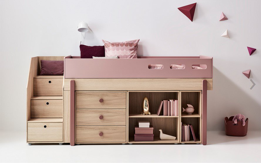 iziva's tweet photo. Lit mi-haut escalier rangement Popsicle Flexa Play Rose 90x200 cm prix Lit Enfant Smallable 1 295.00 € #Smallable https://t.co/1WJZJm7EWr https://t.co/MslsOFiOjD