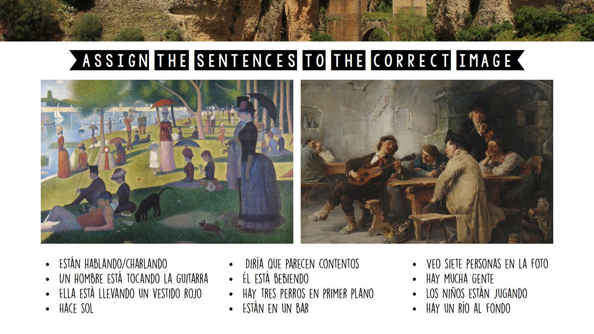 OllieMFL's tweet photo. Inspired by @Miss__Valentin, a different take on describing a photo. Starter for year 10 next week. 
#MFL https://t.co/AjaaoyeUJG