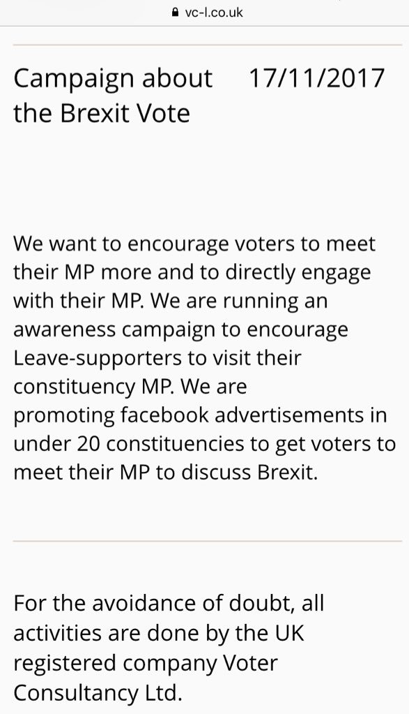 same company: ex Vote Leave Chief Tech Officer <a href="/TBorwick/">Thomas Borwick</a> and son of ex Kensington MP &amp; Boris Mayoral deputy placing ads against 20 Tory MPs