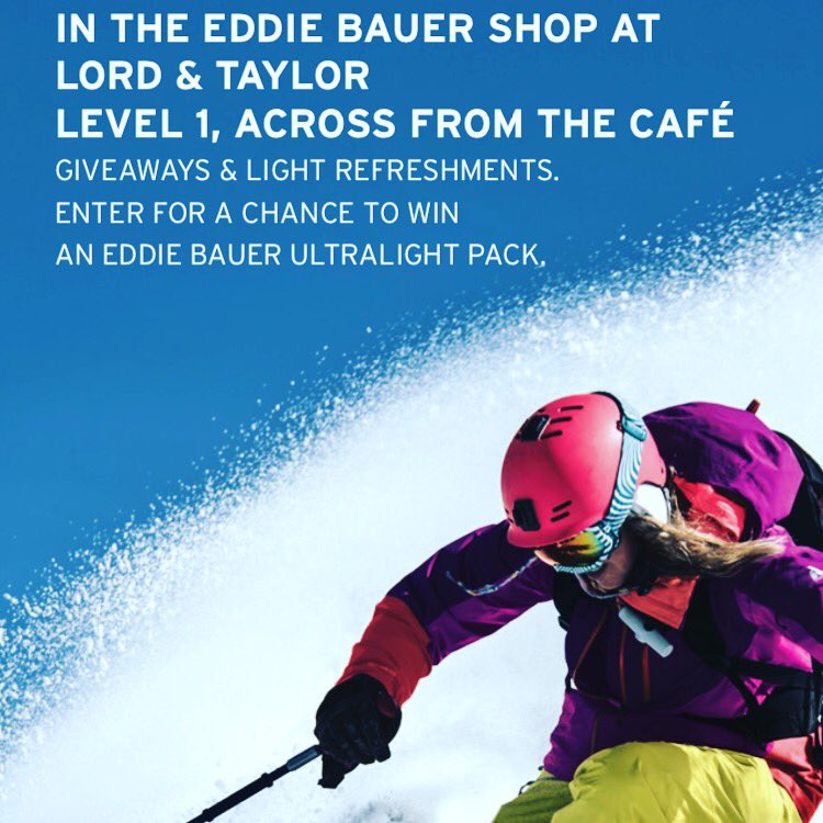 lynseydyer's tweet photo. Speaking at @eddiebauer about mountains today in #princton #NewJersey in @lordandtaylor 1pm and 5pm https://t.co/3m9KyFsz3c