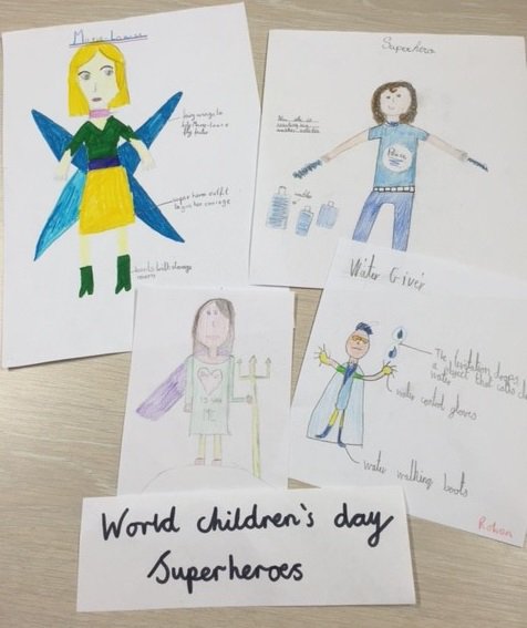 LCISchool's tweet image. #WorldChildrensDay superheros from @LCISchool students, including Water Giver! @NAEducation @NAEGC @UNICEF #GlobalGoals #SDGs #lcislife #Switzerland #aubonne