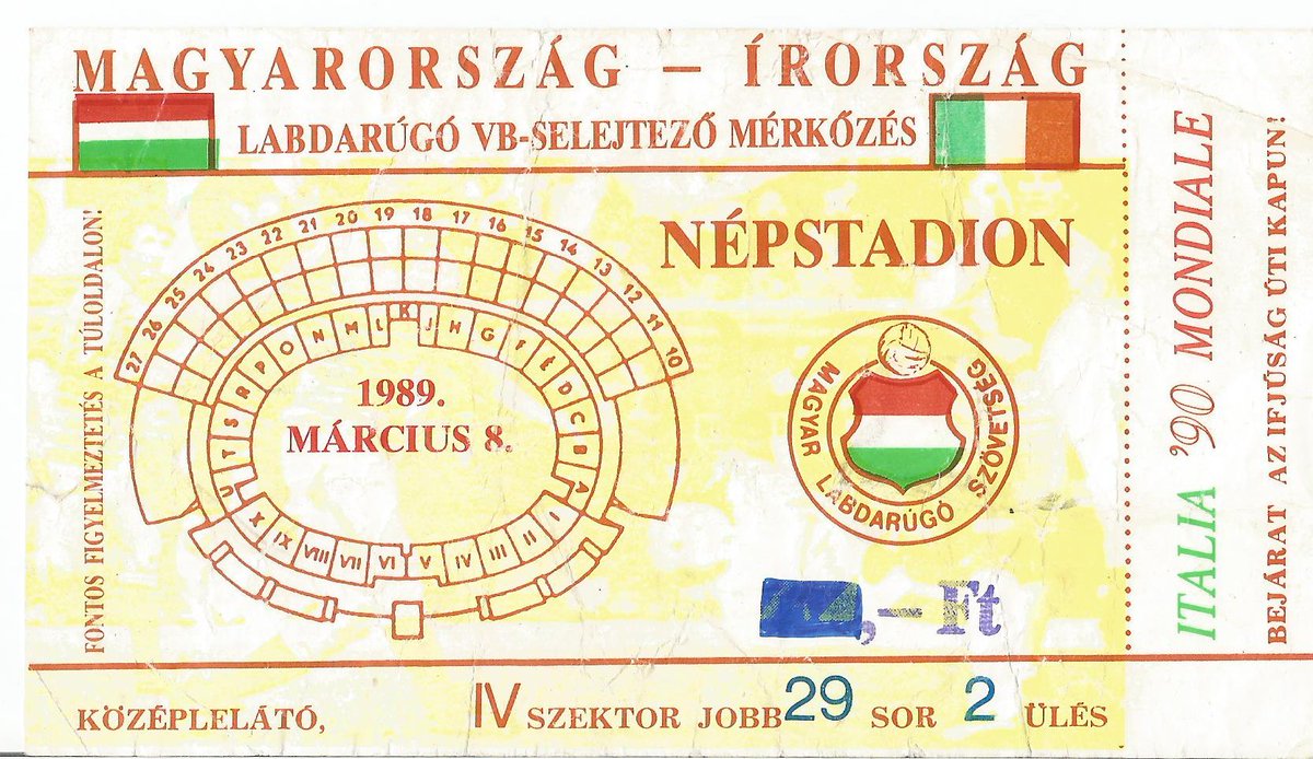 bramsay11's tweet photo. A trip behind the Iron Curtain in 1989. A boring 0-0 draw in the vast Nep Stadium. Great trip. #IrishProgs https://t.co/dvnz5mHZLC