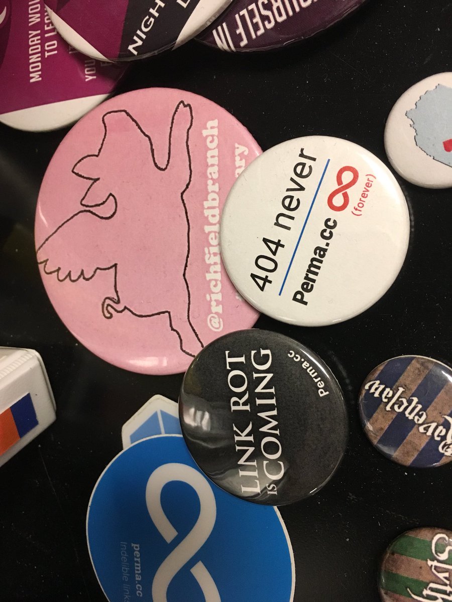 Richfieldbranch's tweet image. Showing off my #swag to work, thanks to @HarvardLIL. #linkrot #permacc. All projects and “sketches” amazing work!