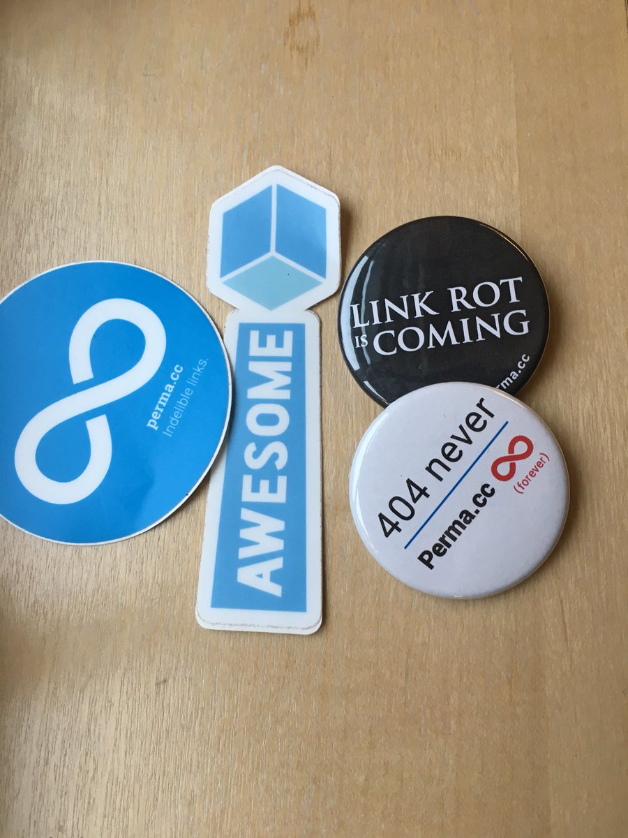 Richfieldbranch's tweet image. Showing off my #swag to work, thanks to @HarvardLIL. #linkrot #permacc. All projects and “sketches” amazing work!