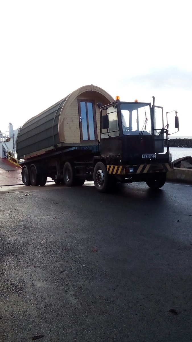 MCCSurveying's tweet photo. Great to see the first two Glamping Pods going into the site on Rathlin. Two down two to go. #glamping18 https://t.co/52Byju5lIn