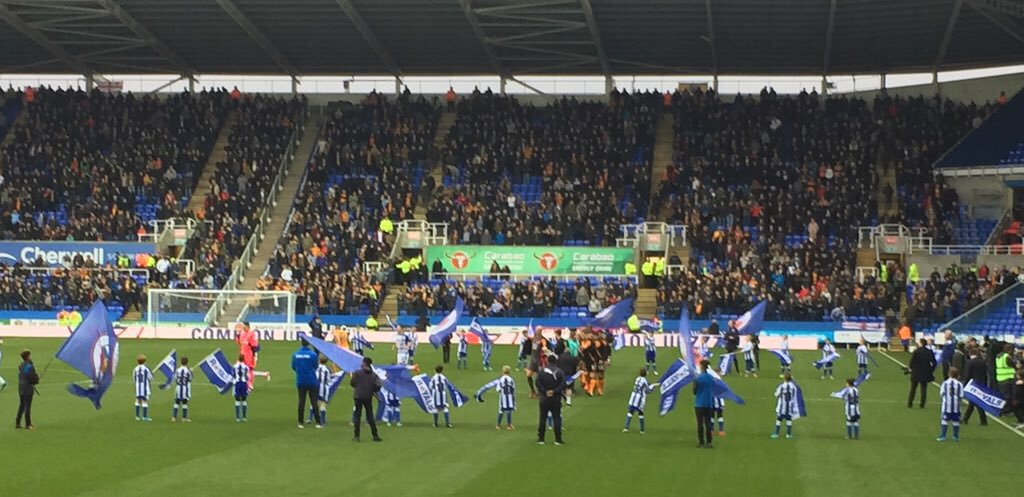 Son’s football team <a href="/AshridgeParkFC/">Ashridge Park FC</a>  waving the pre-match flags at Madejski Stadium <a href="/ReadingFC/">Reading FC</a>