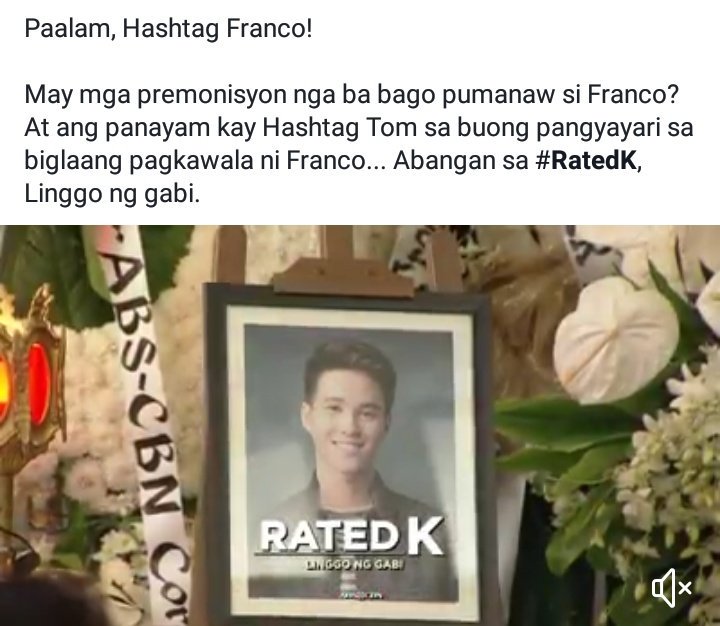JanicaNamBabies's tweet photo. Abangan natin sa Rated K si Hashtag Tom dahil ikkwento niya yung nangyari talaga sa pag wala ni Hashtag Franco. 💔
#RatedK #HashtagFranco #HashtagTom #AbanganSaRatedK https://t.co/xNPYsx9SKV
