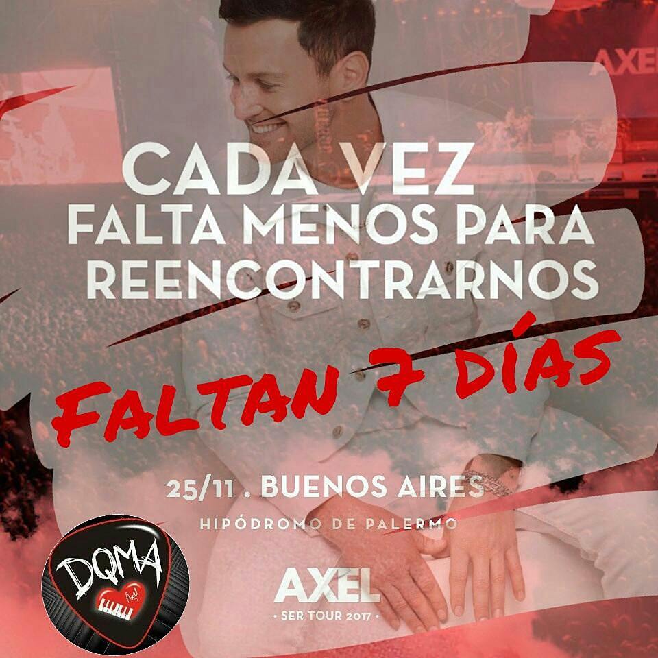 YamiSerrano2's tweet photo. Cuenta regresiva 7 días sólo 7 📅📆... y vos todavía no tenes tu entrada? 🎫 apurateeee que quedan muy pocas... queres sacarla no sabes como? Tan sólo entra a la pagina y reserva la tuya 👉 https://t.co/guBXEy5RHC 👈 dalee @AxelOficial @DqmaOficial #AxelEnHDP #AxelSerTour https://t.co/aWZf3G521v
