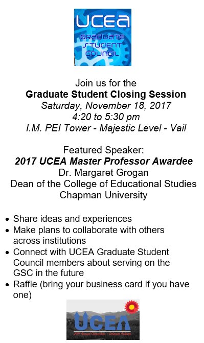 UCEAGSC's tweet photo. #ucea2017 graduate programming wraps up today with @uceagsc closing session at 4:20 pm in Vail #wordsofwisdom #sharing #raffles #uceawesome @DivisionAGSC @Division_L @JacksonScholars https://t.co/J6d9jz0IJA