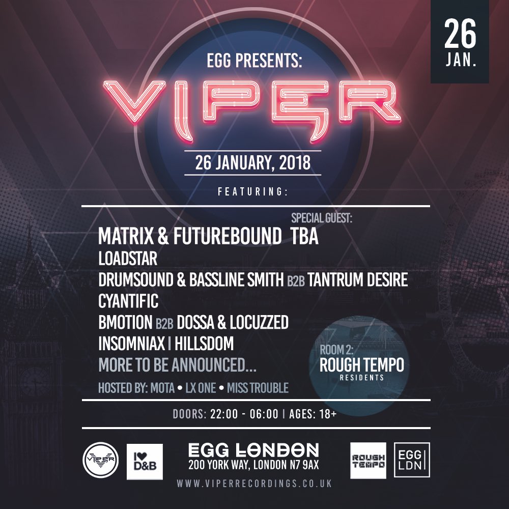 RoughTempo's tweet image. Catch @RoughTempo at this huge @ViperRecordings event in January hosting Room 2 .. Alongside a monster lineup in the Main room!