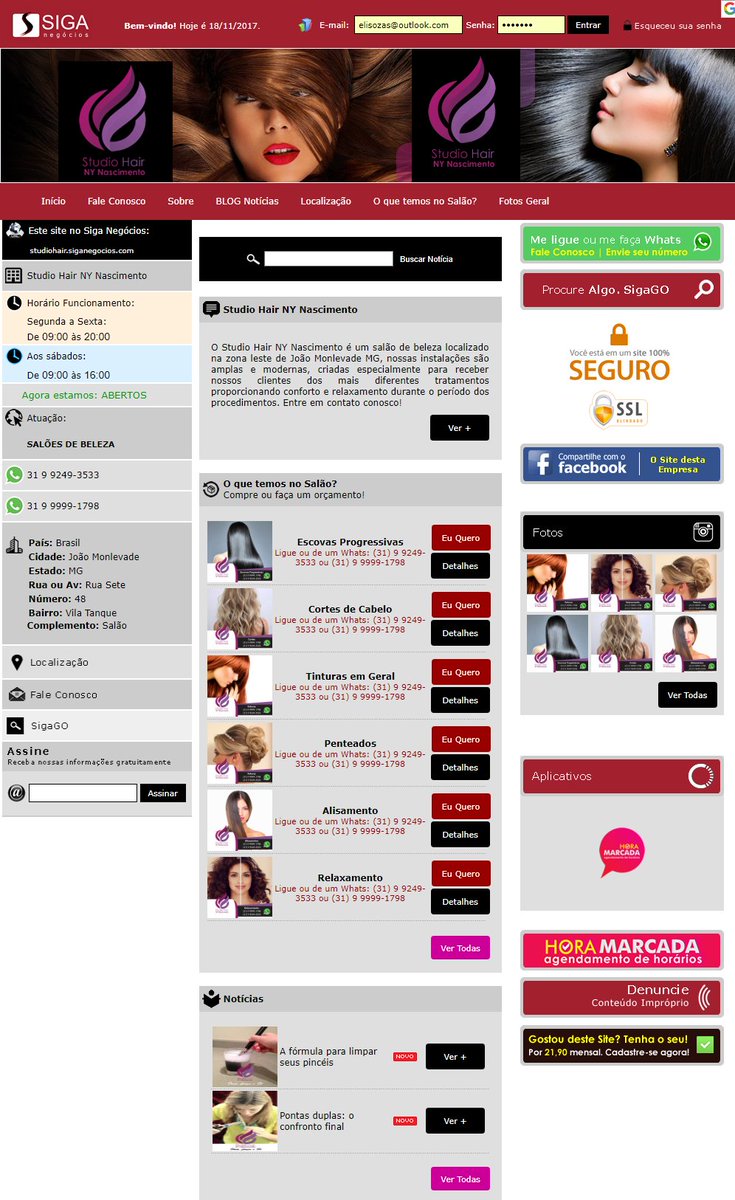 FabioTchunay's tweet photo. O Studio Hair NY Nascimento é um salão de beleza localizado na zona leste de João Monlevade MG, nossas instalações são amplas e modernas, criadas especialmente para receber nossos clientes dos mais diferentes tratamentos proporcionando conforto e relaxamento durante o período! https://t.co/2TWka843ii