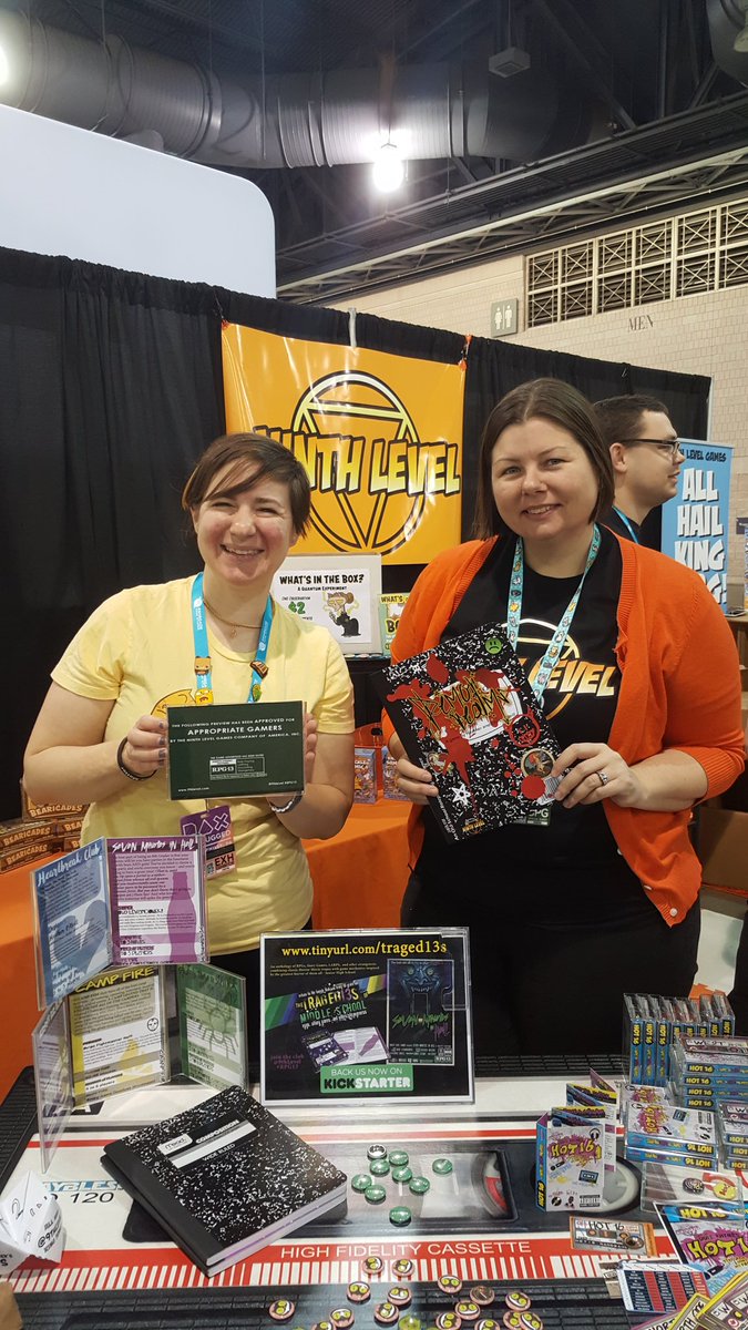 MeercatIMTX's tweet photo. @EpicSlantPress Heather and Heather with the most updated info about @9thLevel games! https://t.co/8UWR47Havd