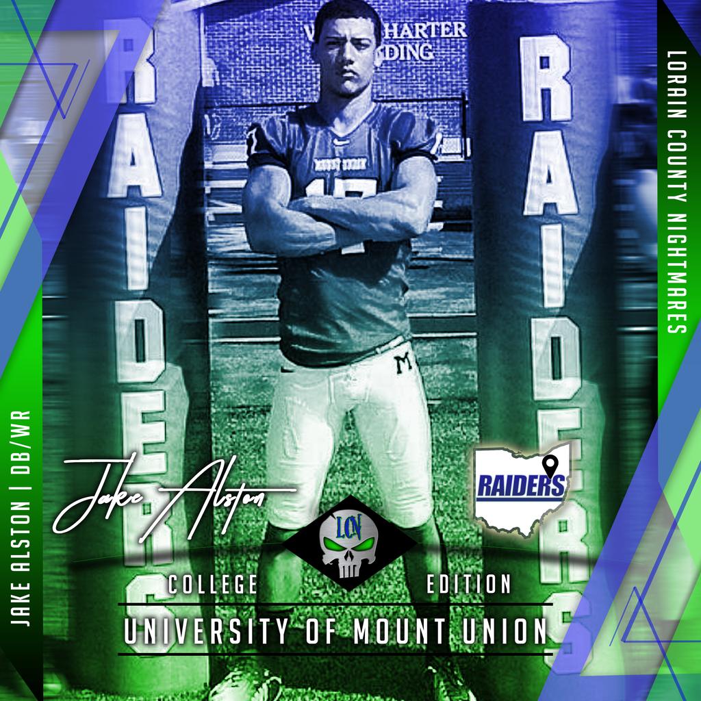 ***JUGGERNAUT ADDITION***

Lorain County Nightmares

'College Edition'

Head Coach Jamie Ray Adams and the rest of the Nightmares organization are extremely pleased to announce the signing of Jake Alston out of Division III juggernaut, the University of Mount Union.