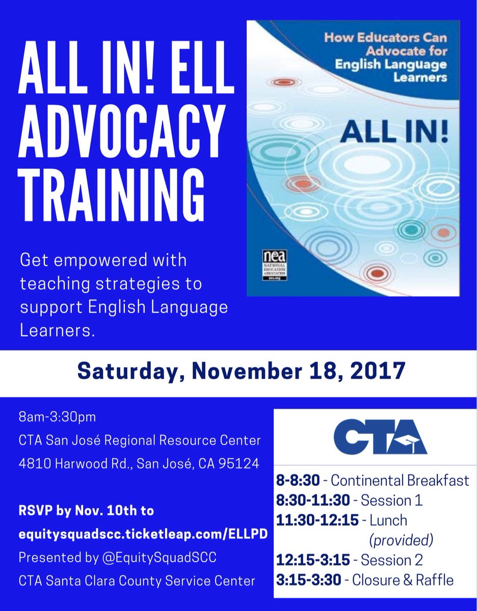 DrJacoSays's tweet photo. Our @EquitySquadSCC hosting a training today to prepare educators on how to support and #advocate for our ELLs! #WeAreCTA #EdJustice #ForALLStudents https://t.co/OaCbWIDphT