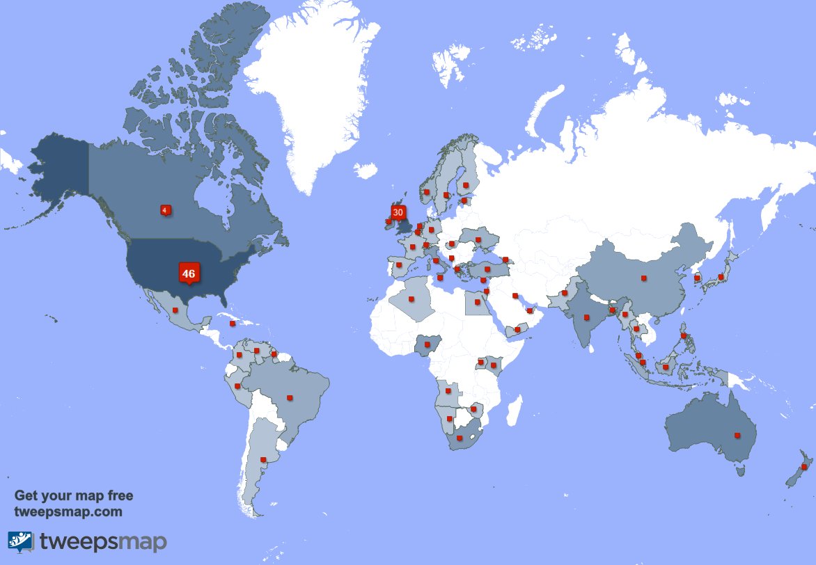 LadyPBooks's tweet image. My followers live in 58 countries: USA(44%), UK.(29%)... tweepsmap.com/!LadyPBooks Get your free map!