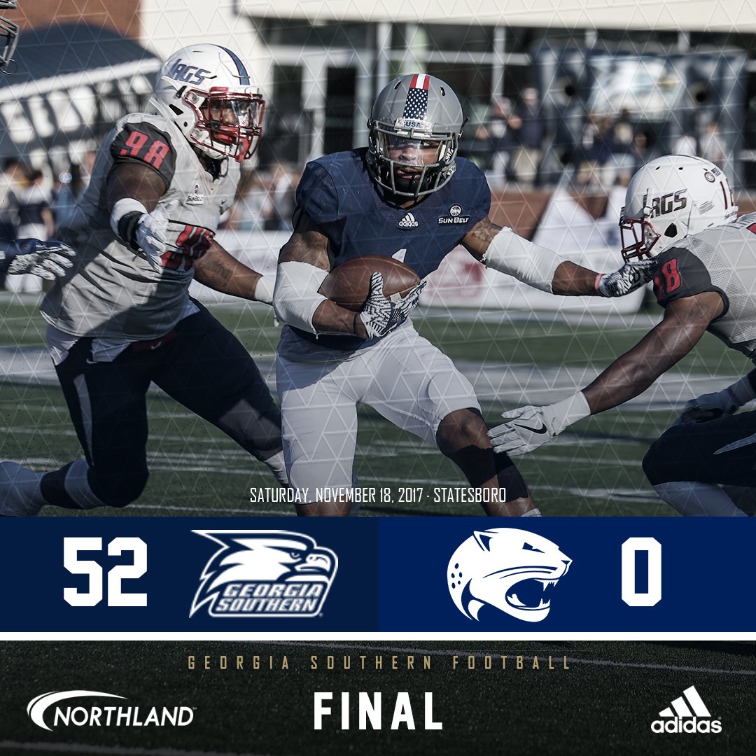 GSAthletics_FB's tweet photo. The Eagles complete their first shutout of an FBS opponent on Senior Day #HailSouthern https://t.co/GywgtrqCbI