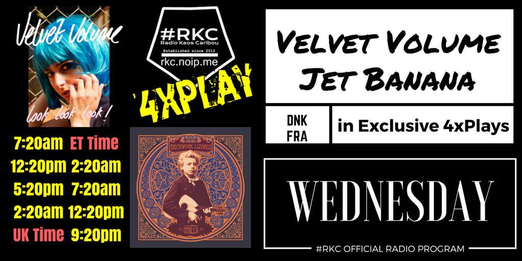 ▂▂▂▂▂▂▂▂▂▂▂▂▂▂
WEDNESDAY 4xPLAYs

7:20⚪12:20⚪17:20⚪2:20 UK

🔴<a href="/VelvetVolumeDK/">VelvetVolume</a> 🇩🇰
🔴<a href="/JetBananaBand/">Jet Banana</a> 🇫🇷

on #RKC 📻 rkc.noip.me 
▂▂▂▂▂▂▂▂▂▂▂▂▂▂