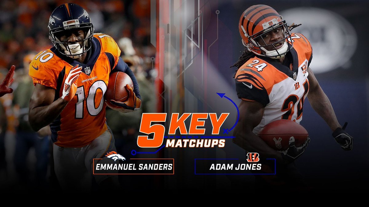 What does @ESanders_10 have in store for a repeat performance?  Key #CINvsDEN matchups » j.mp/2iudtQA https://t.co/qtHV4cEMlf
