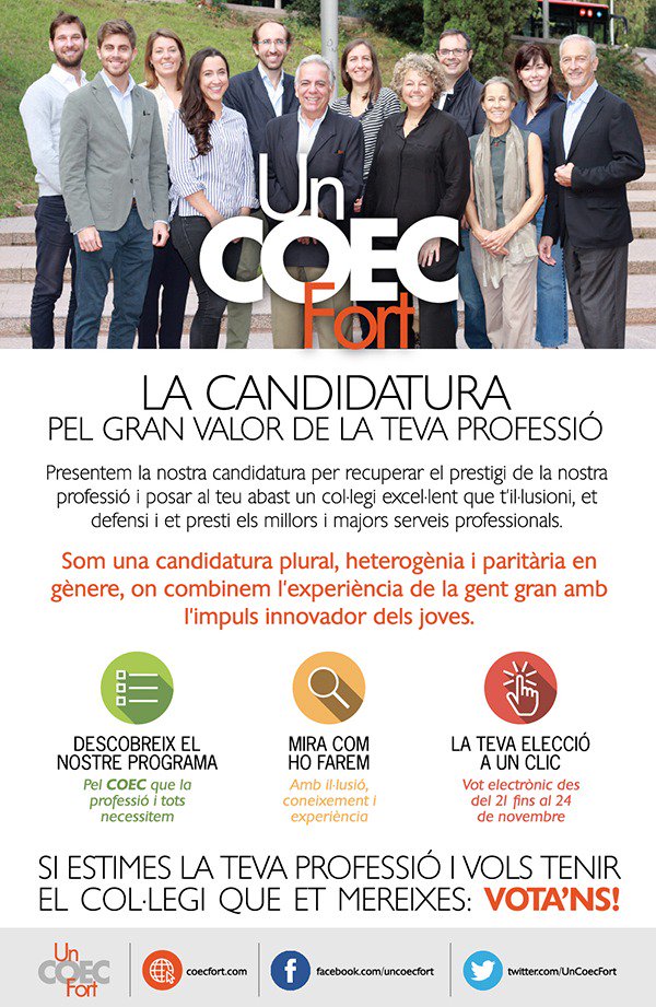 VOTA pel gran valor de la teva professió....
VOTA #UnCOECfort