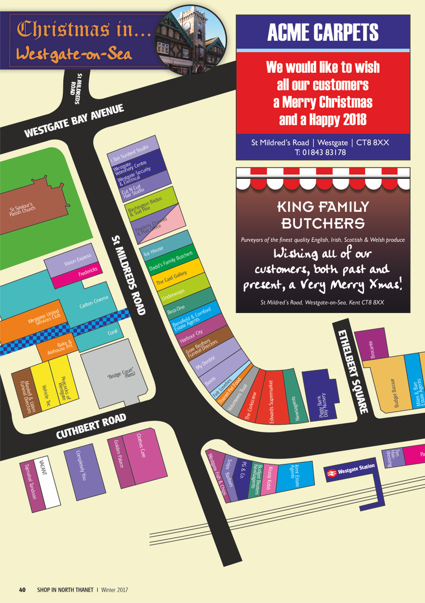 We are the ONLY printed guide to show large-scale maps, showing EVERY SINGLE shop and business in the main shopping areas of #Birchington #WestgateonSea #Margate #Broadstairs Not just another magazine, but a great help for your local business.

Proud to support local independents