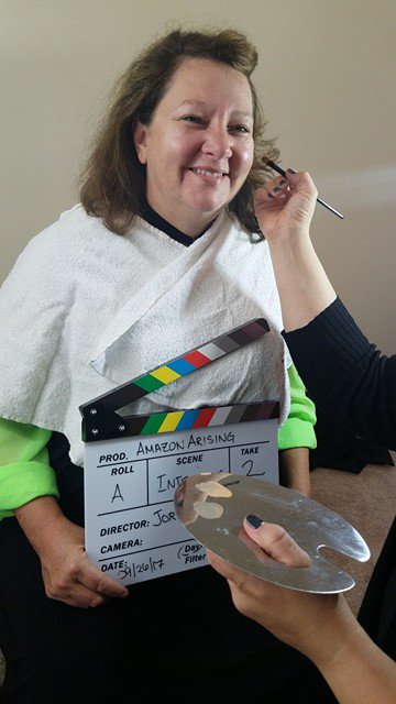 AmazonJungleJen's tweet photo. Today is the day and it's makeup time! Just Debora Bigler and I getting camera & stage ready for a night of fun! #AmazonArising https://t.co/crnarZBgJz