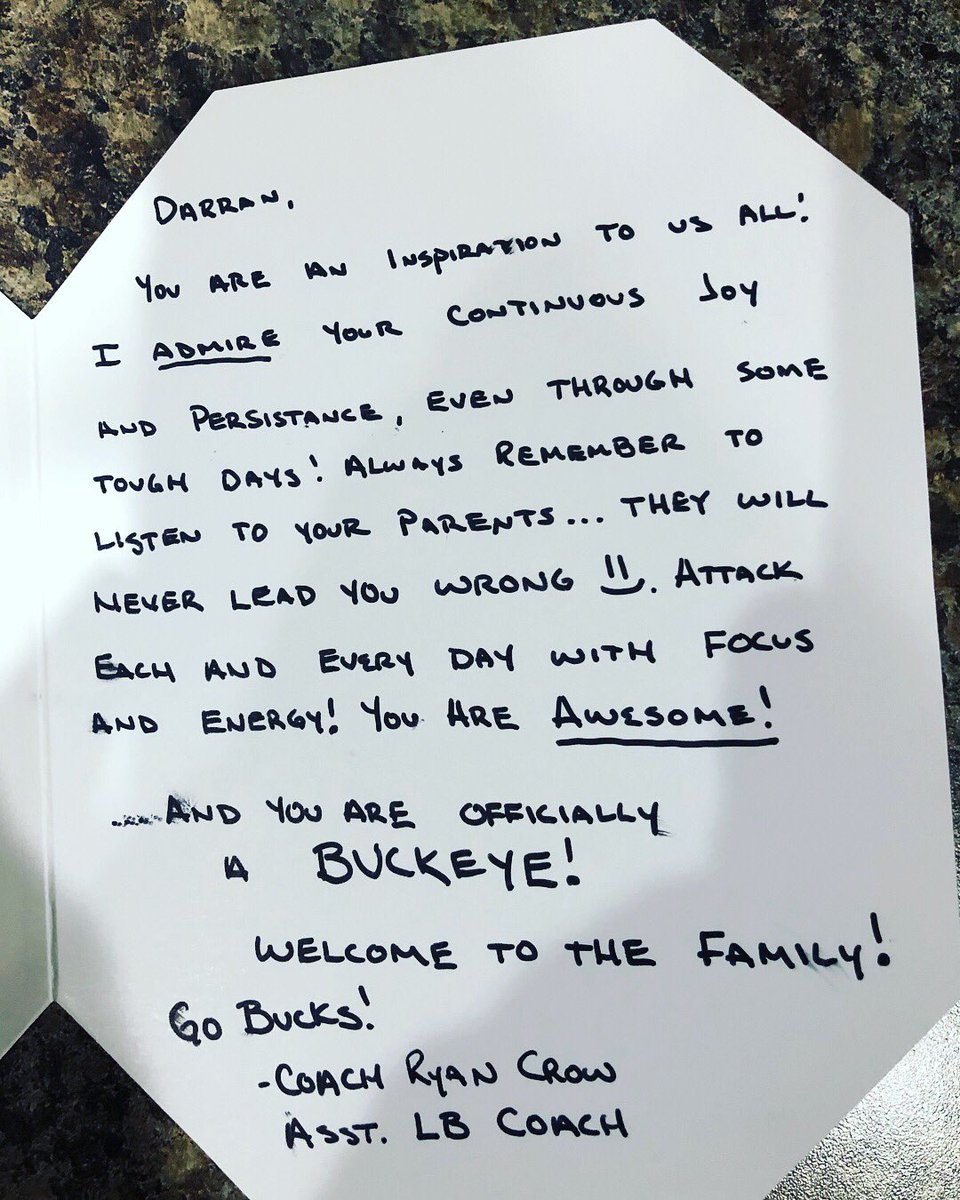 colin_dunlap's tweet photo. People continue to amaze us. We have no allegiance or connection to Ohio State football — and this package came for Darran today. What class. They just gained some fans. https://t.co/1L2Dn155r8