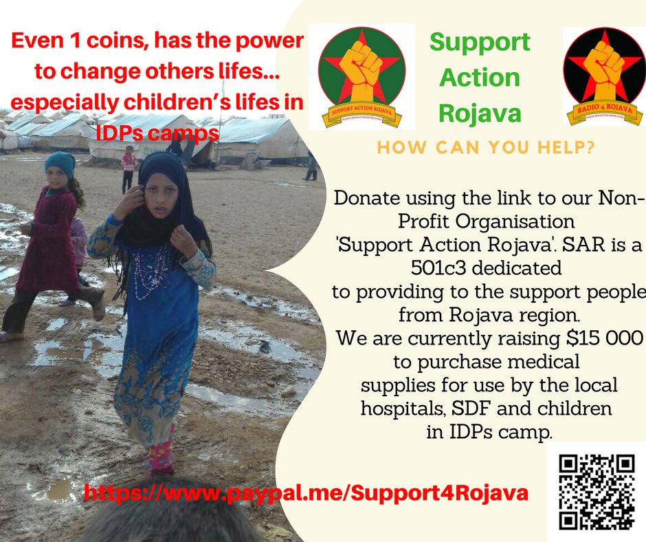 Radio4Rojava's tweet photo. #SupportActionRojava #even1coin #Radio4Rojava #SAR #R4R
Help us raising $15 000 for others in need... https://t.co/NoOwIqDNuC