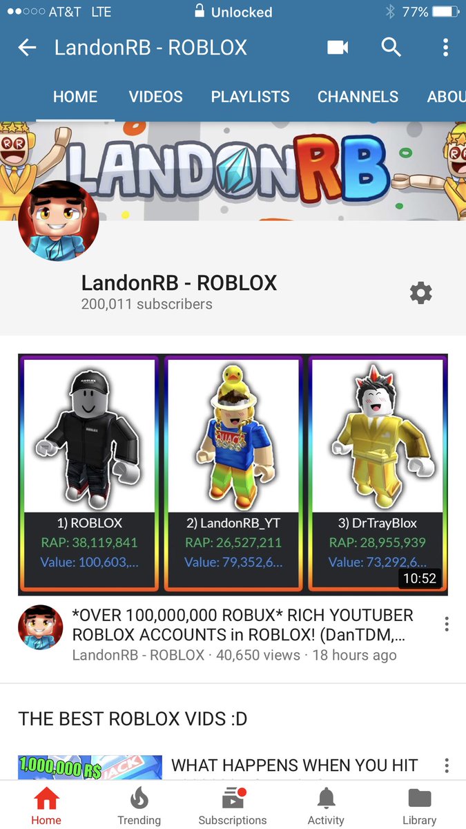 Landon On Twitter 200 000 On The Roblox Chan Thank You 1