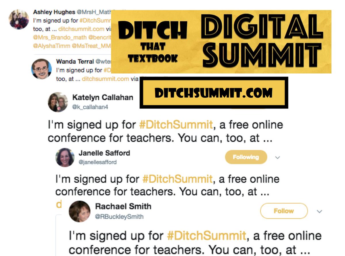 Apparently, the cat's out of the bag ...

#DitchSummit is back! A FREE, online, exceptionally amazing conference!

Get your ticket at >>> DitchSummit.com #DitchBook #tlap #edchat