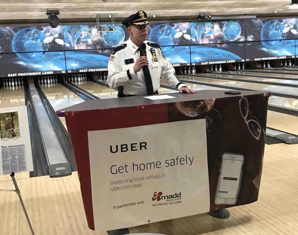 CentralFallsPD's tweet photo. #CFPD’s police chief, Col. James Mendonca, was asked to speak at MADD RI’s #StrikeOutDrunkDriving bowling tournament this afternoon #YouDrinkYouDriveYouLose https://t.co/rPeh8MIuoH https://t.co/Qh4HlQ99mn