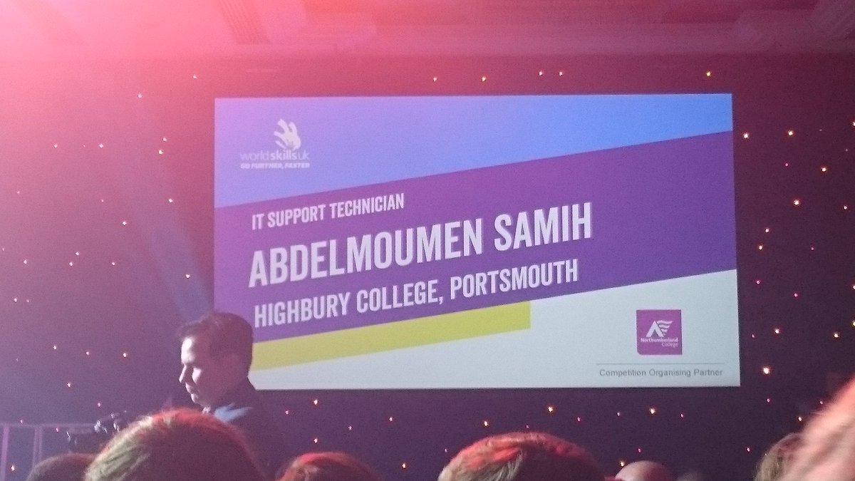 willerific's tweet photo. FdSc Networking student Abdel wins GOLD at @SkillsShow ! Congrats @HighburyCompute and @HighburyCollege https://t.co/vjFrnEpzQf
