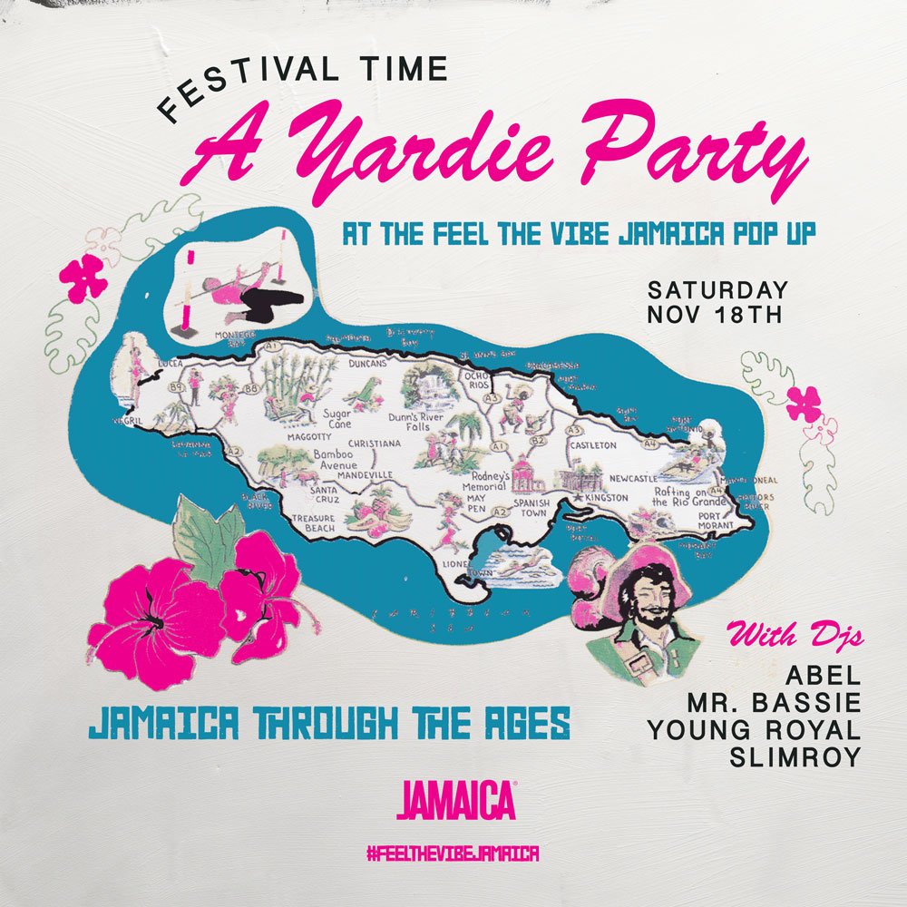 Tonight's party at the #FeelTheVibeJamaica pop-up space is dedicated to experiencing Jamaica through all the ages of its most popular forms of music and features DJs <a href="/selectaABEL/">DJ ABEL</a>, Mr. Bassie, <a href="/youngroyal88/">Corey Poluk</a>  &amp; Slimroy of the <a href="/TheBallantynes/">The Ballantynes</a>. RSVP: ow.ly/zMQa30gFpB5