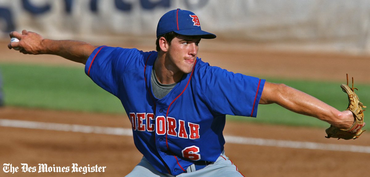 DMRegisterVault's tweet photo. From 2012: Decorah's Josey Jewell throws a pitch in the Class 3A state baseball tournament. Today Jewell plays his final home game for the Iowa #Hawkeyes. https://t.co/M0WBk2kAlu