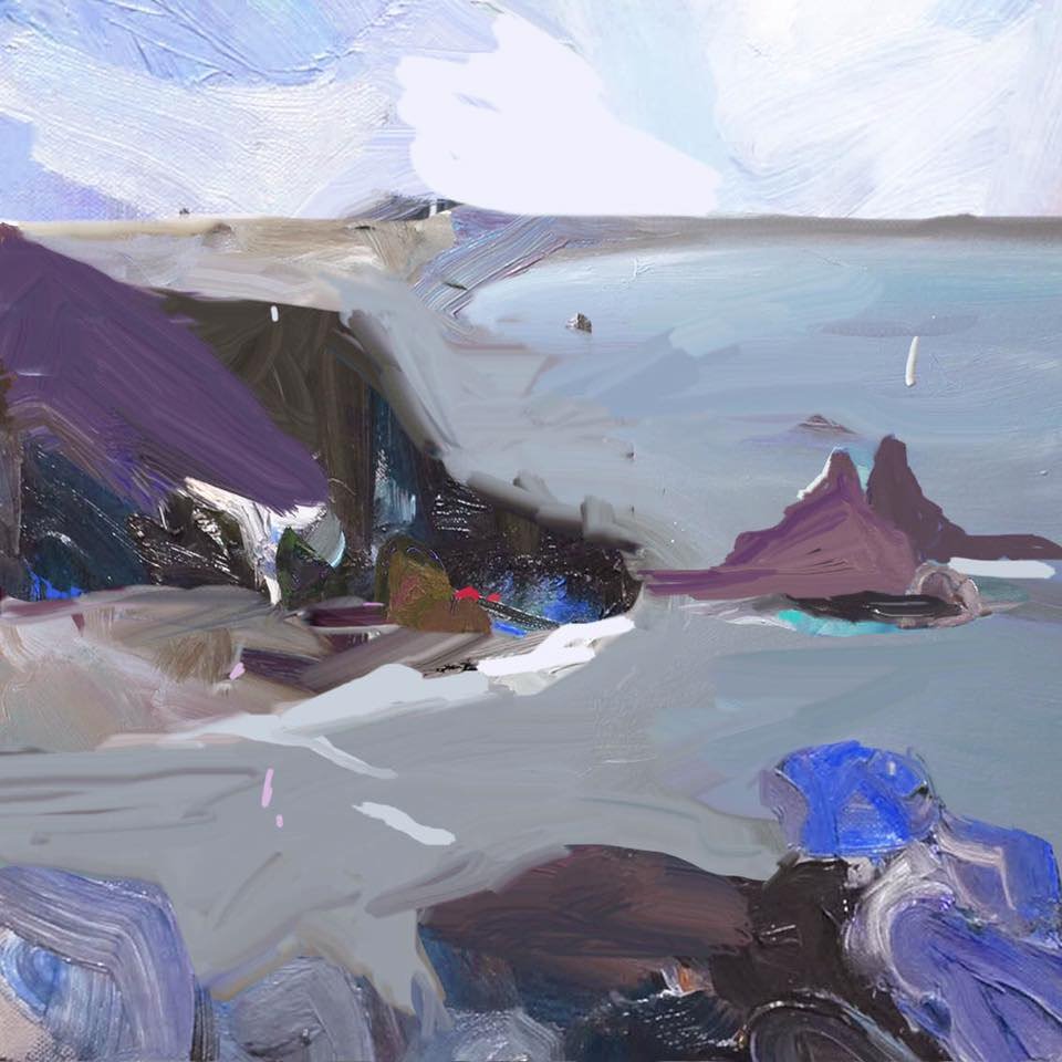 RClaremont's tweet image. “first light at cathedral rocks” 61X61, oil on board #theboneyard #cathedralrocks #modernart #artcollector #artistlife