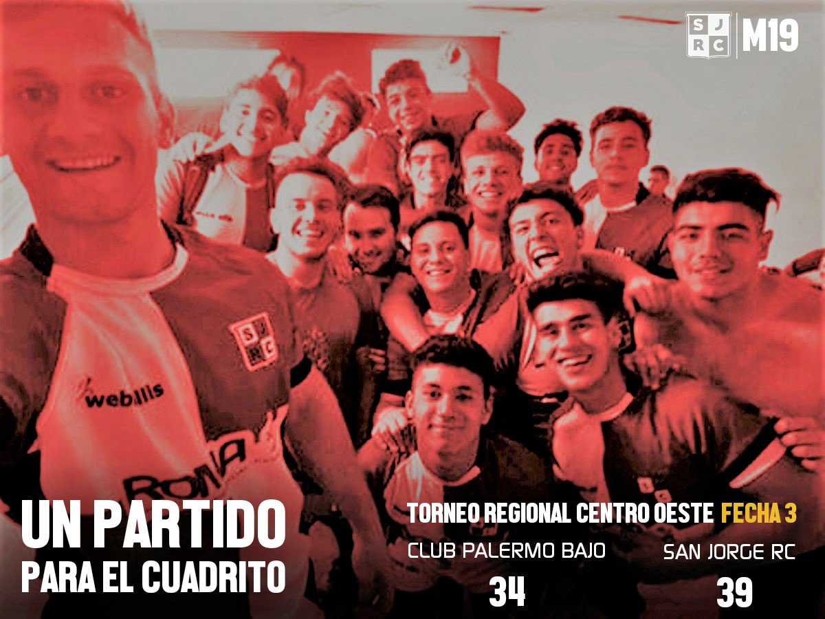 Los muchachos de #M19 viajaron y dejaron todo para traer una nueva victoria y seguir invictos en el Torneo Regional Centro Oeste. Vencieron 39 a 34 al combinado cordobés y de este manera continúan a pie firme por la senda del triunfo. 

¡Grande Rojo! 

#sanjorgerc #ATodosLados