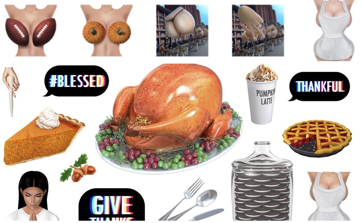 VicKardash's tweet photo. In the holiday spirit download the #KIMOJIAPP and start sending THANKSGIVING kimojis
#blessed #thankful https://t.co/ENSeXmcLFr