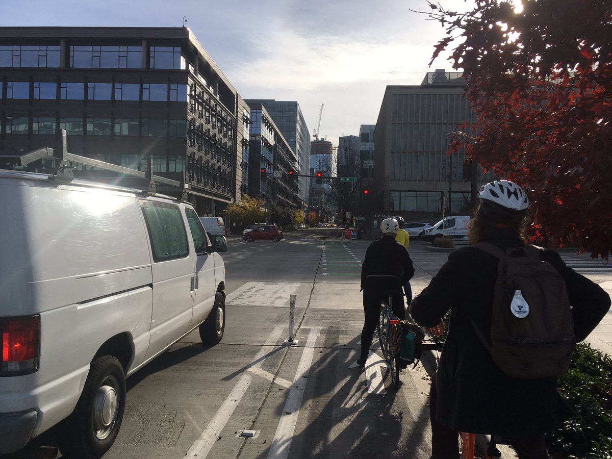SNGreenways's tweet photo. Talking about how to improve biking and walking for people of all ages and abilities in Belltown, SLU, and Uptown. As part of a tour for the North Downtown Mobility Action Plan. (#NoDoMap). Looking forward to better connections and crossings https://t.co/YI451Nhl7U